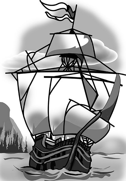 Un navire europ&eacute;en naviguant vers l&rsquo;Am&eacute;rique du Nord.